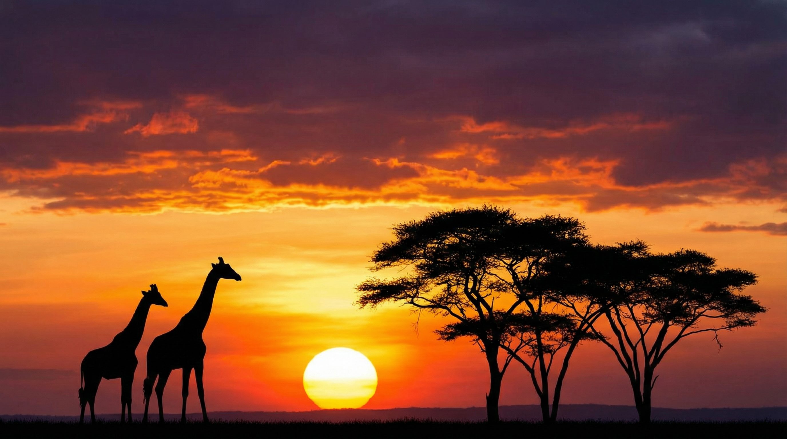 91短视频：长颈鹿日落剪影